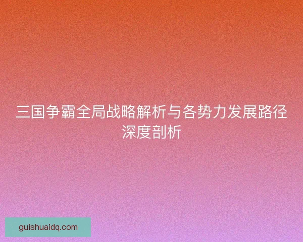 三国争霸全局战略解析与各势力发展路径深度剖析