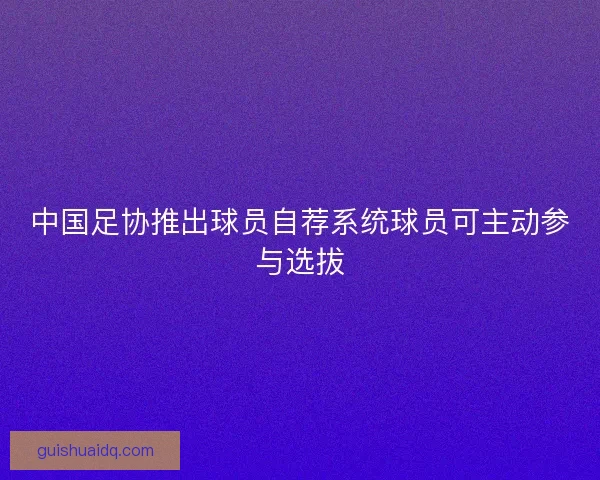 中国足协推出球员自荐系统球员可主动参与选拔